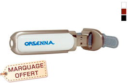 Clé USB cuir et métal publicitaire personnalisée avec logo 