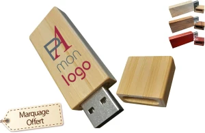 Clé USB wood en bois naturel publicitaire personnalisée avec logo 