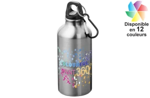 Gourde alu avec mousqueton Oregon 400ml publicitaire personnalisée avec logo 