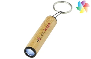 Porte-clés à torche led en bambou Cane publicitaire personnalisé avec logo 