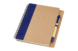 Carnet personnalisé A6 à spiral en carton recyclé avec stylo