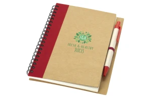 Carnet personnalisé A6 à spiral en carton recyclé avec stylo