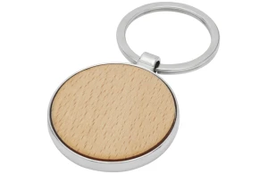 Porte-clés personnalisé moreno rond en bois et métal