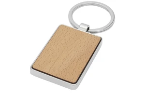 Porte-clés personnalisé Mauro rectangle en bois et métal