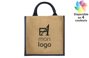 Sac de course toile de jute à petite anses colorées Chennai publicitaire personnalisé avec logo 