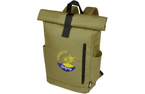 Sac à dos personnalisé Byron à rabat enroulable en RPET recyclé