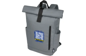 Sac à dos personnalisé Byron à rabat enroulable en RPET recyclé