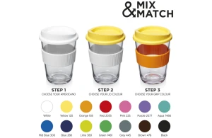 Gobelet effet verre personnalisé 300 ml Cortado à bande antidérapant