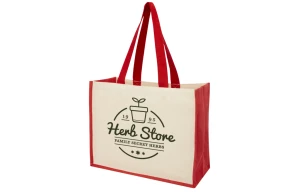 Sac de course personnalisé Varai en toile et jute et anses coloré