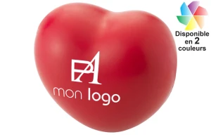 Balle anti-stress en forme de cœur publicitaire personnalisée avec logo 