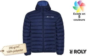 Doudoune promotionnelle homme Roly Norway avec capuche personnalisée avec logo 