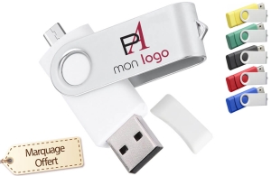 Clé USB OTG double connectique publicitaire personnalisée avec logo 