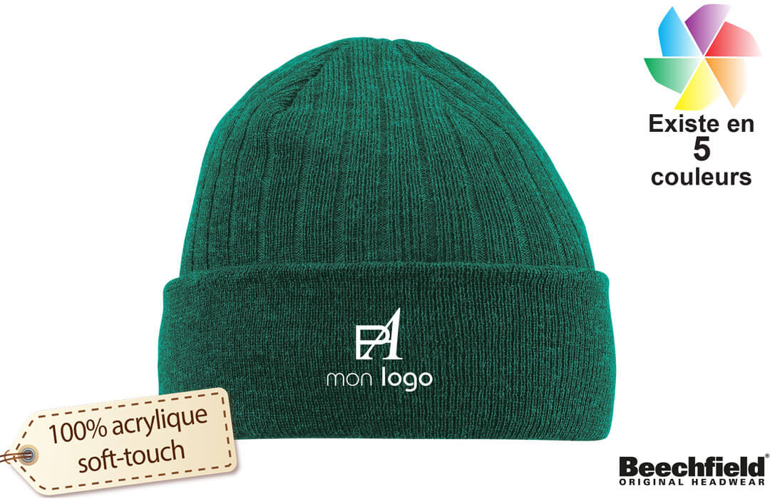 Bonnet Thinsulate personnalisé à revers non côtelé