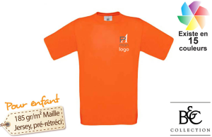 Tee-shirt enfant B&C 190 publicitaire personnalisé avec logo brodé 