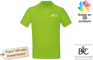Polo homme B&C en coton OEKO-TEX® bio publicitaire personnalisé avec logo 