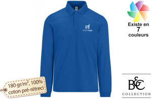 Polo homme manches longues publicitaire personnalisé avec logo 