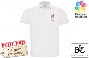 Polo publicitaire homme B&C blanc personnalisé avec logo 