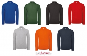 Polo personnalisé B&C ID.001 manches longues pour homme