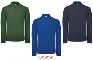 Polo personnalisé B&C ID.001 manches longues pour homme