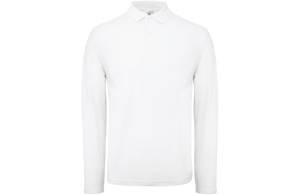Polo personnalisé homme b&c ID.001 blanc manches longues
