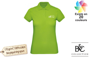 Polo femme B&C en coton OEKO-TEX® bio publicitaire personnalisé avec logo 
