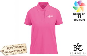 Polo femme en coton polyester bio respirant publicitaire personnalisé avec logo 