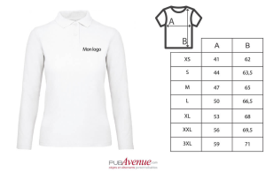 Polo personnalisé femme b&c ID.001 blanc manches longues