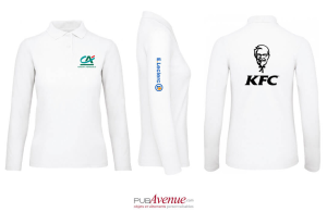 Polo personnalisé femme b&c ID.001 blanc manches longues