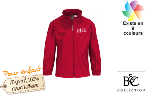Coupe-vent enfant B&C Sirroco personnalisé avec logo 