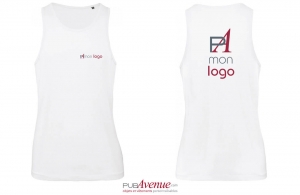 Débardeur b&c pour homme personnalisé en coton bio blanc