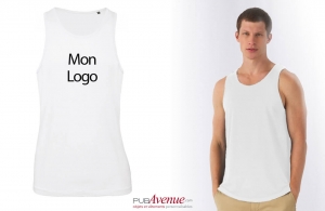 Débardeur b&c pour homme personnalisé en coton bio blanc