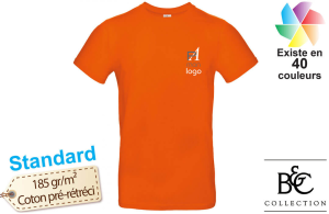 Tee-shirt homme B&C 190 publicitaire personnalisé avec logo brodé 