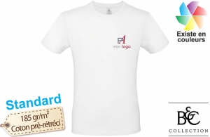 T-shirt blanc homme B&C 190 publicitaire personnalisé avec logo en broderie 
