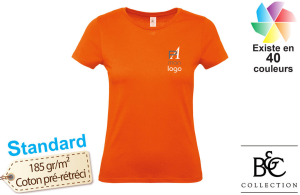 Tee-shirt femme B&C 190 publicitaire personnalisé avec logo brodé 