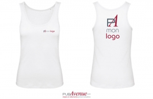 Débardeur b&c pour femme personnalisé en coton bio blanc