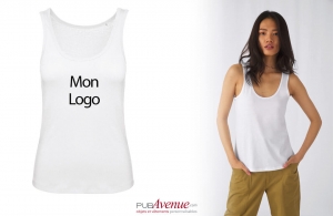 Débardeur b&c pour femme personnalisé en coton bio blanc