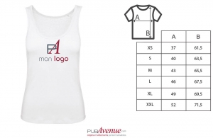 Débardeur b&c pour femme personnalisé en coton bio blanc