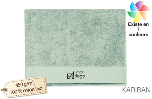 Serviette de plage en coton bio publicitaire personnalisé avec logo brodé 
