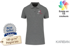 Polo femme Kariban en coton bio publicitaire personnalisé avec logo 