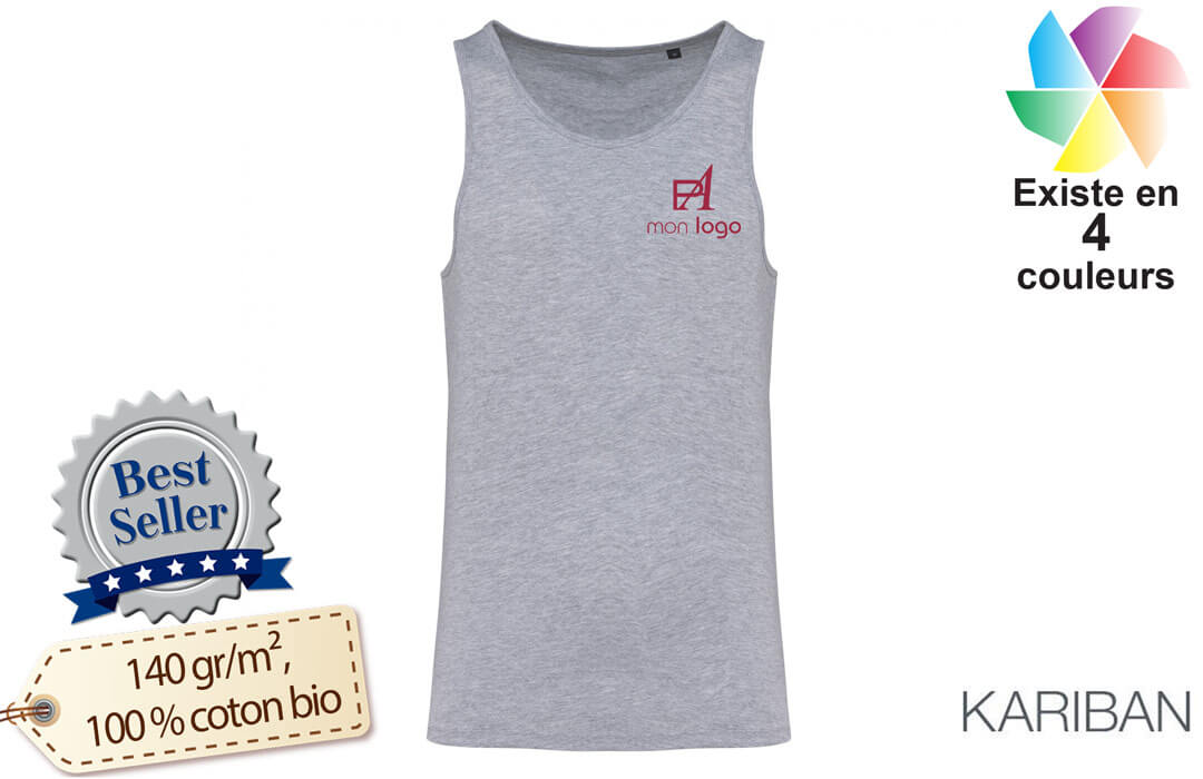 Débardeur kariban pour homme personnalisé en coton bio