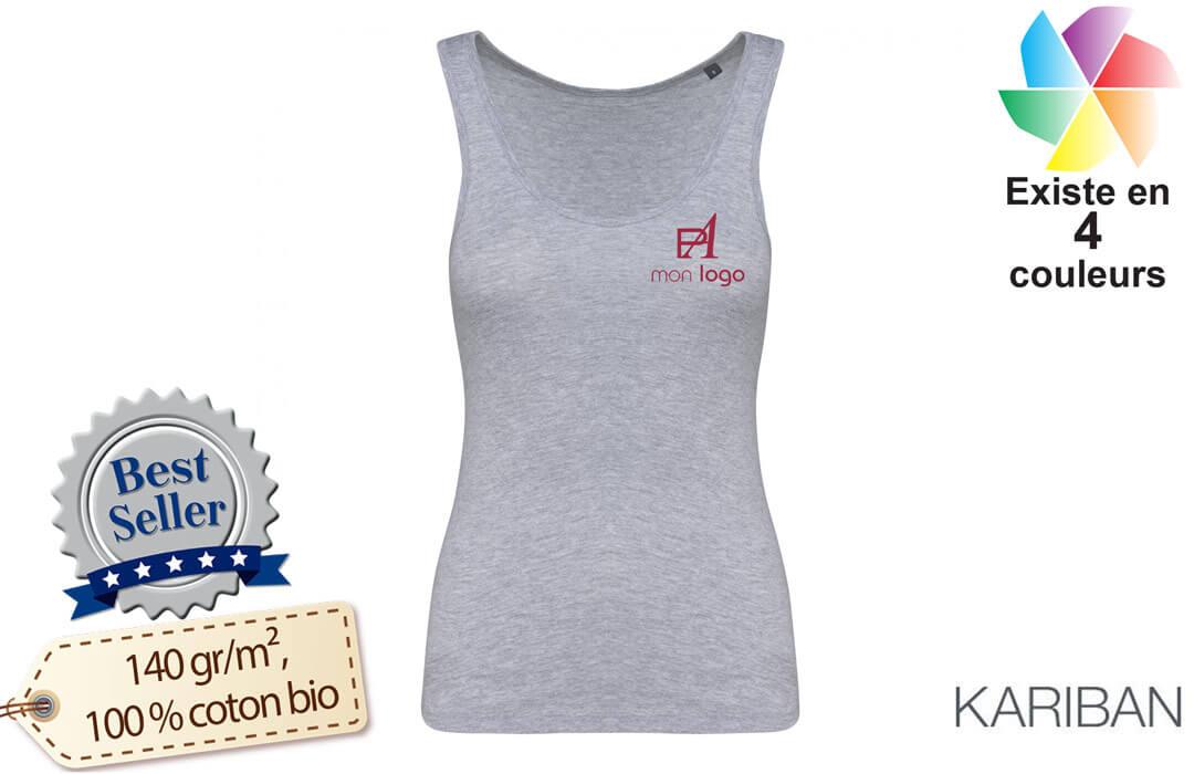 Débardeur kariban pour femme personnalisé en coton bio