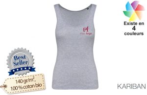 Débardeur femme kariban en coton bio publicitaire personnalisé avec logo