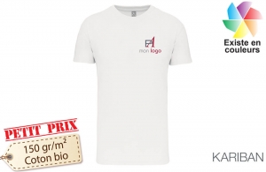 T-shirt homme coton bio blanc Kariban publicitaire personnalisé 