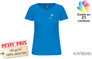 T-shirt femme coton bio Kariban publicitaire personnalisé avec logo 