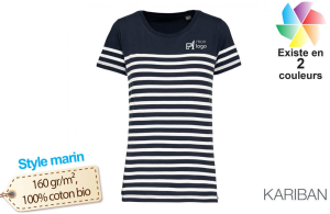 T-shirt marinière pour femme en coton Bio