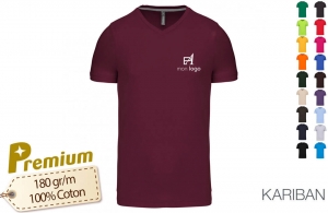 T-shirt prestige pour homme à col V kariban personnalisé