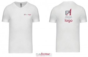 T-shirt prestige blanc pour homme à col V kariban personnalisé