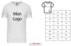 T-shirt prestige blanc pour homme à col V kariban personnalisé
