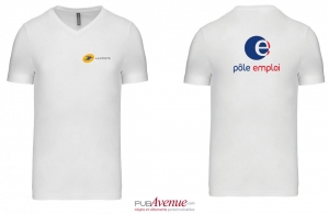 T-shirt prestige blanc pour homme à col V kariban personnalisé