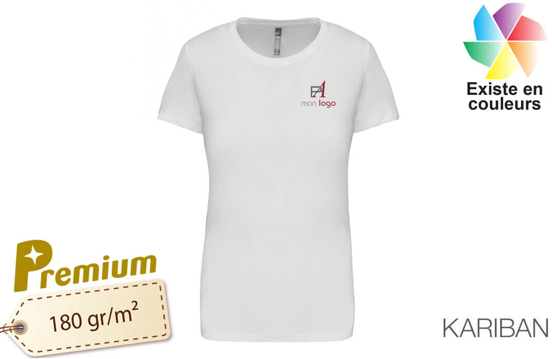 T-shirt blanc premium femme kariban 190 personnalisé